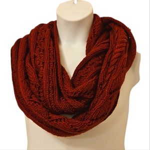Michael Kors Cable Knit Infinity Scarf Burgundy NEW